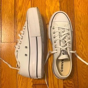 White Leather Platform Converse